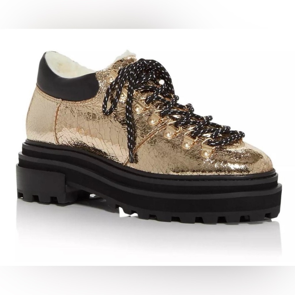 SCHUTZ Gold Sneakers with Black Laces